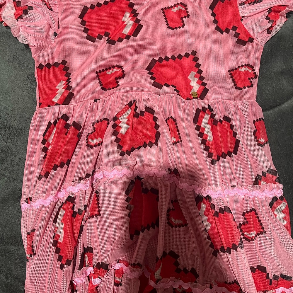 Pink Dress with Pixel Heart Pattern